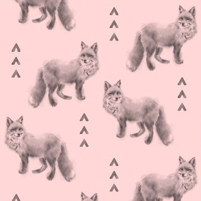 Fox and Arrows - black/grey on pink