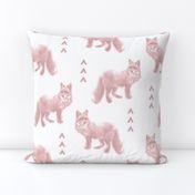 Fox and Arrows - dusty pink on white