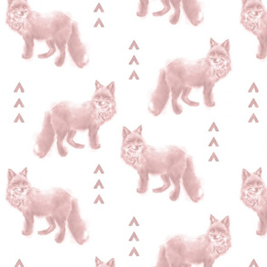 Fox and Arrows - dusty pink on white