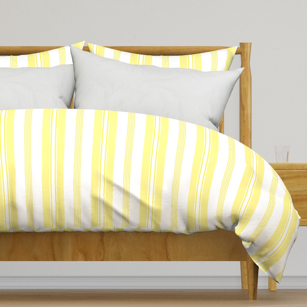 stripes - french ticking - lemon yellow