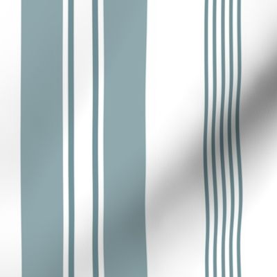 stripes - french ticking - soft blue green