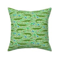 Amazon rainforest crocodile and blue bird light (small)