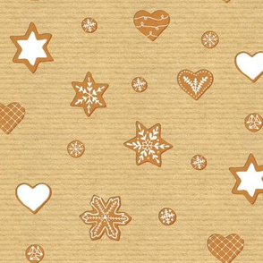 Winter cookies on brown paper