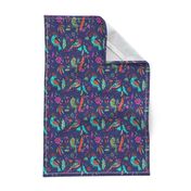 (3") Jungle Birds on Regal Blue 