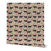 steer floral fabric show steer cows farm barn fabric florals design - sand