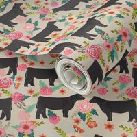 steer floral fabric show steer cows farm barn fabric florals design - sand