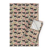 steer floral fabric show steer cows farm barn fabric florals design - sand