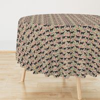 steer floral fabric show steer cows farm barn fabric florals design - sand