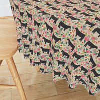 steer floral fabric show steer cows farm barn fabric florals design - sand