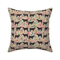 steer floral fabric show steer cows farm barn fabric florals design - sand