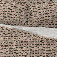 steer floral fabric show steer cows farm barn fabric florals design - sand
