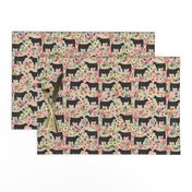 steer floral fabric show steer cows farm barn fabric florals design - sand