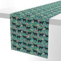 steer floral fabric show steer cows farm barn fabric florals design - turquoise