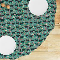 steer floral fabric show steer cows farm barn fabric florals design - turquoise