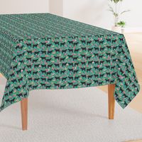 steer floral fabric show steer cows farm barn fabric florals design - turquoise