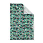 steer floral fabric show steer cows farm barn fabric florals design - turquoise