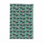 steer floral fabric show steer cows farm barn fabric florals design - turquoise