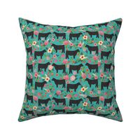 steer floral fabric show steer cows farm barn fabric florals design - turquoise