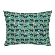 steer floral fabric show steer cows farm barn fabric florals design - turquoise