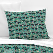 steer floral fabric show steer cows farm barn fabric florals design - turquoise