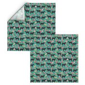 steer floral fabric show steer cows farm barn fabric florals design - turquoise