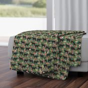 steer floral fabric show steer cows farm barn fabric florals design - medium green