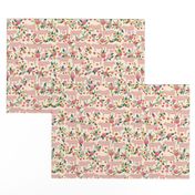 pigs and florals fabric farmyard animals farm fabrics - cream