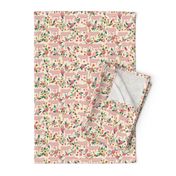 pigs and florals fabric farmyard animals farm fabrics - cream