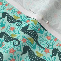 Seahorse in coral reef turquoise (small)