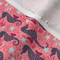 Seahorse in coral reef pink (small)