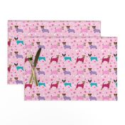 terriers in pyjamas fabric dogs in clothes cute rat terrier, jack russell terrier, welsh terrier, wire fox terrier - pink