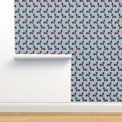 scottie dog with bagpipes fabric - cute scottish terrier design tartan - blue