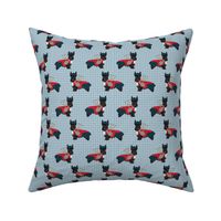 scottie dog with bagpipes fabric - cute scottish terrier design tartan - blue