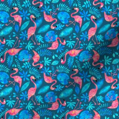 Flamingo jungle watercolor blue (small)