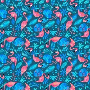 Flamingo jungle watercolor blue (small)