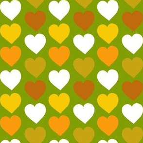 Folk Art Hearts on Green 