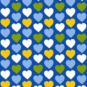 Folk Art Hearts on Blue