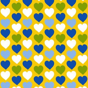 Folk Art Hearts on Yellow  