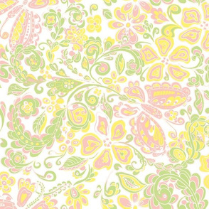 butterfly floral pale pink green