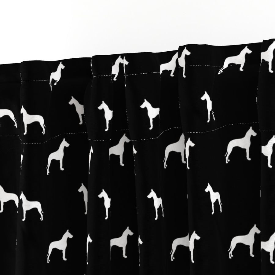 Great Dane silhouette dog fabric black