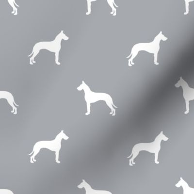 Great Dane silhouette dog fabric grey