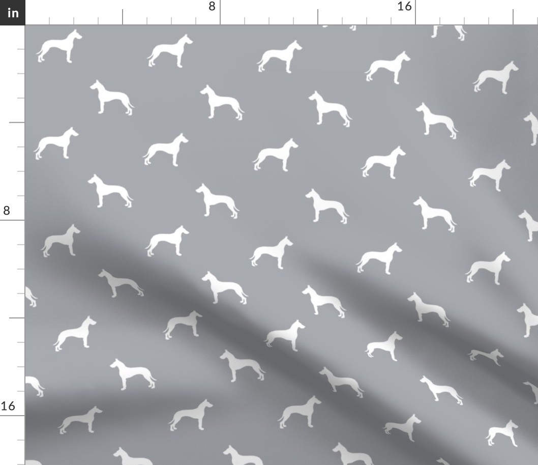 Great Dane silhouette dog fabric grey