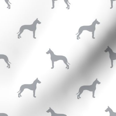 Great Dane silhouette dog fabric white grey