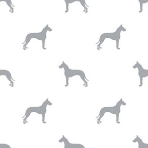 Great Dane silhouette dog fabric white grey