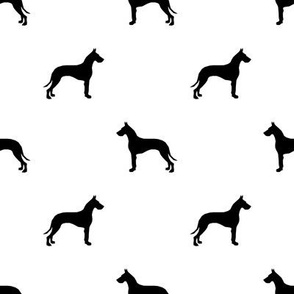 Great Dane silhouette dog fabric white