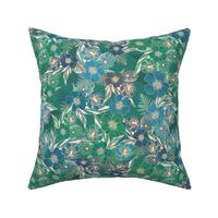 Silky Floral Teal Green 300