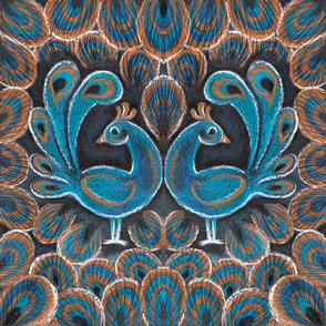 peacock pair crayon napkin