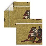 orangutans gold tea towel