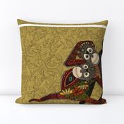 orangutans gold tea towel