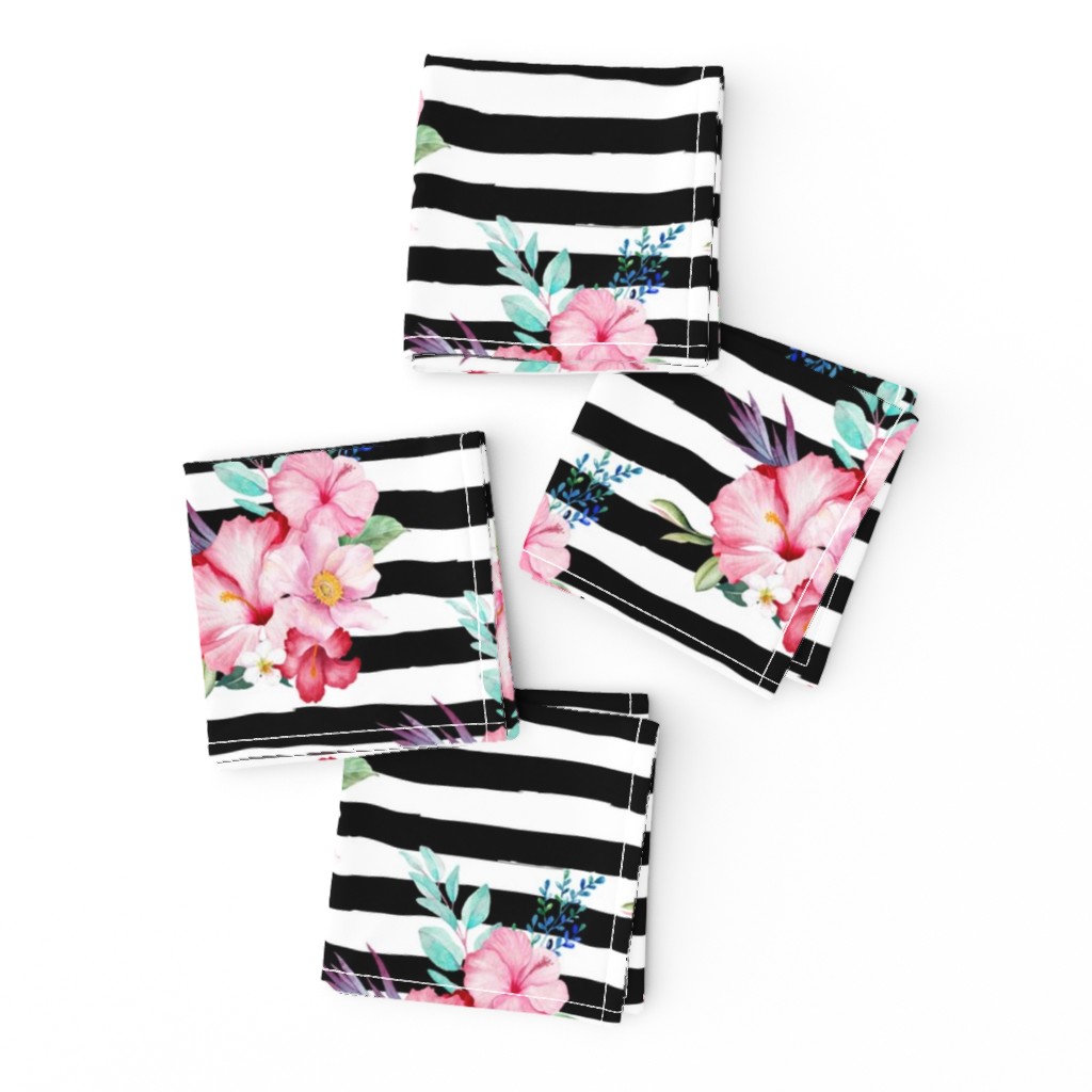 9" Surfer Girl Florals / Black & White Stripes